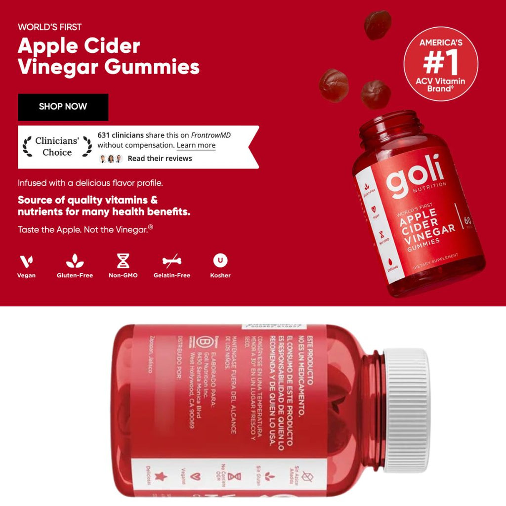 Vinagre de manzana en gomitas 🍎 Goli Nutrition 🍎