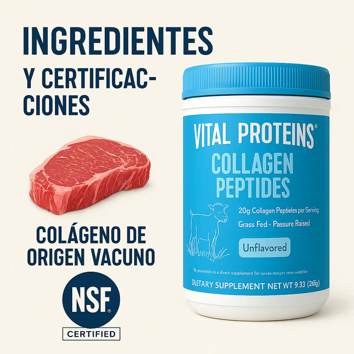 Colageno Vital Proteins 680 gs sin sabor