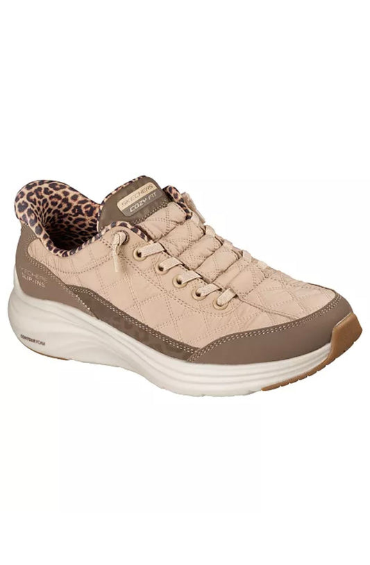 SKECHERS Slip-Ins Women's Contour Foam – Cozy Fit – Leopard Dream Lifestyle Sneakers