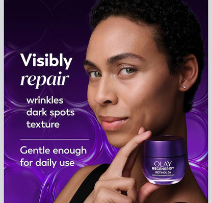 Olay Crema de Noche con Retinol para Mujeres – Triple Colágeno, Péptidos y Niacinamida (1.7 oz)