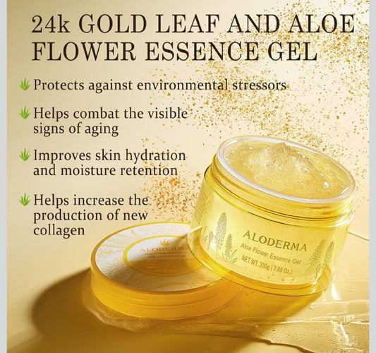 Aloderma Gel de Esencia de Flor de Aloe con Oro de 24 Quilates (7 oz)